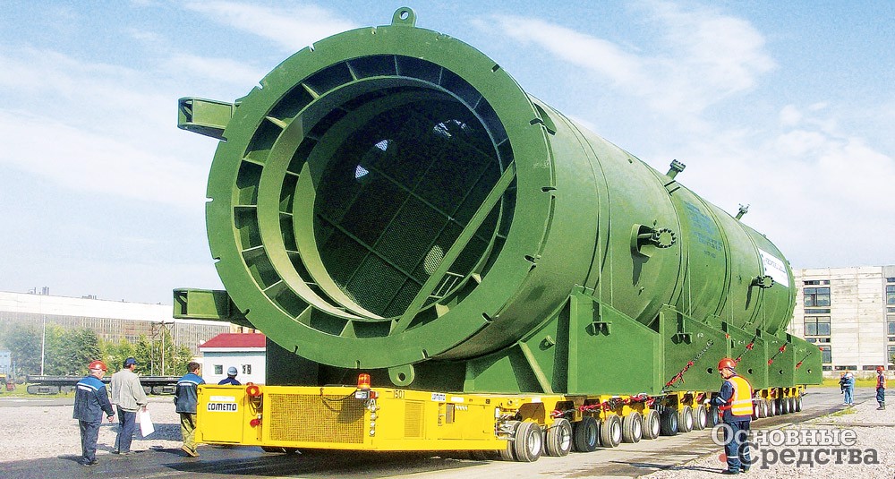 Перевозка реактора на Ижорском заводе с помощью модулей Сometto MS и MSPM
