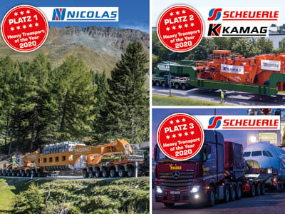 Scheuerle, KAMAG и NICOLAS заняли три первых места в номинации «Тяжелый транспорт года 2020»