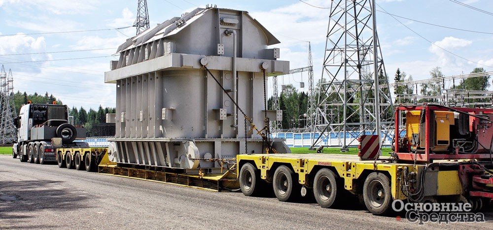 Перевозка силового трансформатора весом 220 т с Электрозавода на подстанцию в г. Волоколамск на модульных платформах  и рабочих площадках Sсheuerle InterCombi