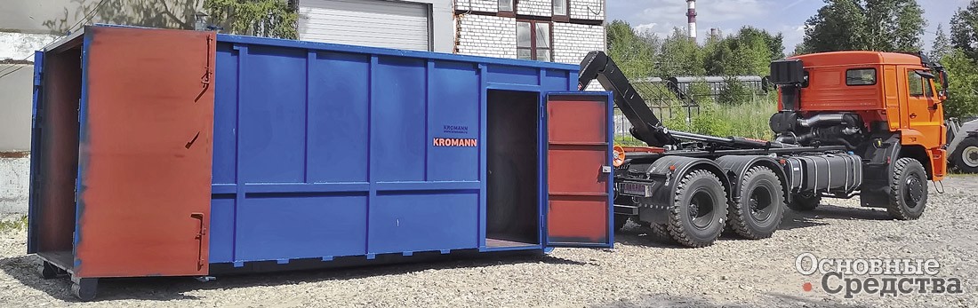 Специальный проект: вездеход КАМАЗ-65111 с  крюком KROMANN ML16S.54.6-IT и закрытым кузовом-гаражом для перевозки буровой установки