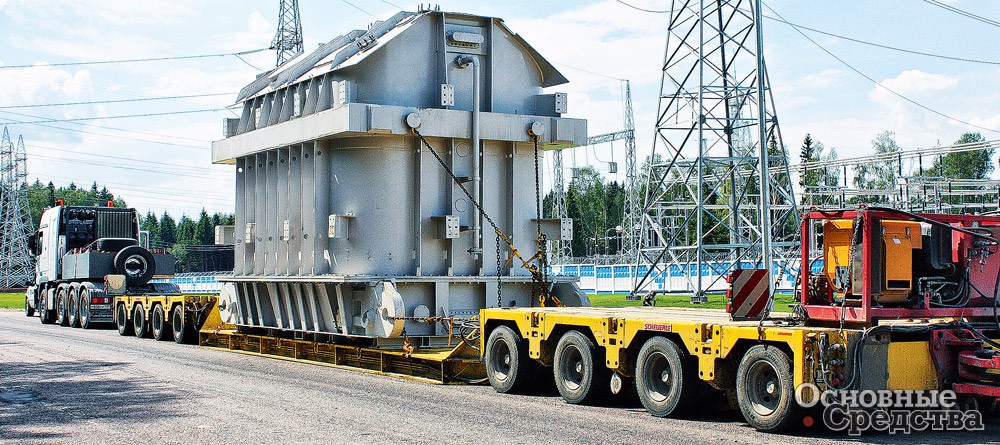 Перевозка силового трансформатора весом 220 т с электрозавода на подстанцию в г. Волоколамск на модульных платформах и рабочих площадках Scheuerle InterCombi