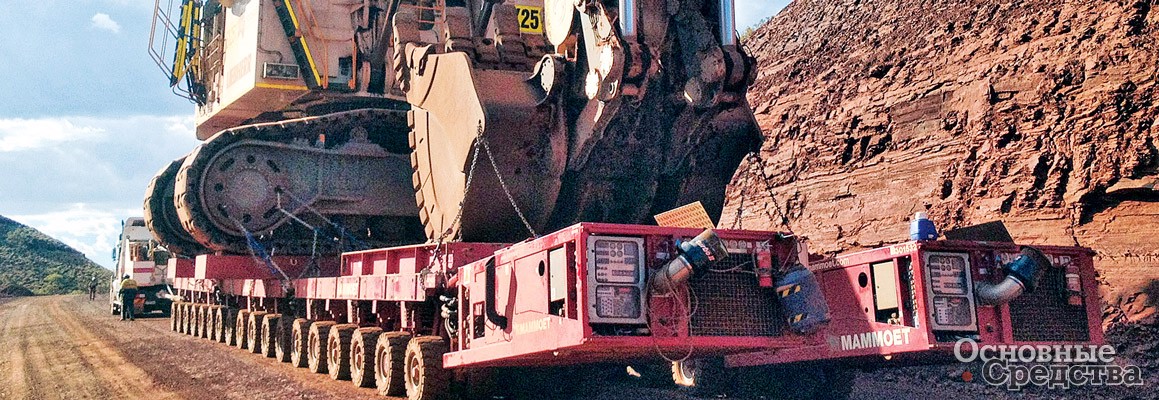 Транспортировка гусеничной техники в открытых рудниках на SPMT Scheuerle