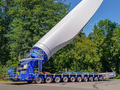 Самое большое транспортное средство Goldhofer для перевозки лопастей ветрогенератора