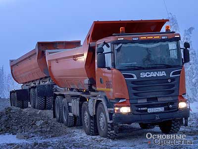 АК «АЛРОСА» провела пробный прогон автопоезда Scania грузоподъемностью 92 тонны на Верхнюю Муну